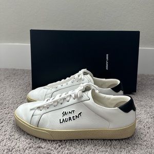 Saint Laurent white leather sneakers, court classic SL/06 embroidere